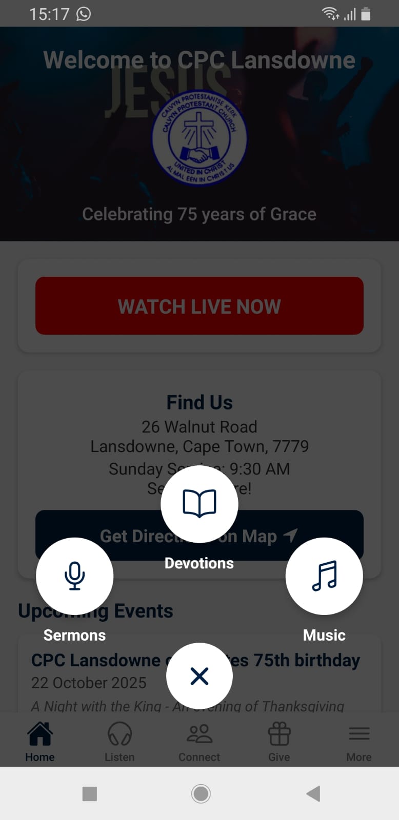 CPC Lansdowne App Menu